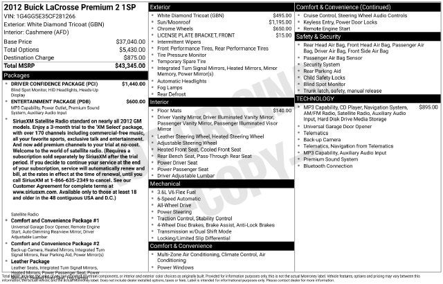 2012 Buick LaCrosse Premium II Group