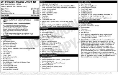 2018 Chevrolet Traverse LT Cloth w/1LT