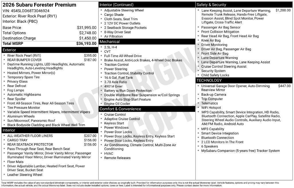 2026 Subaru Forester Premium