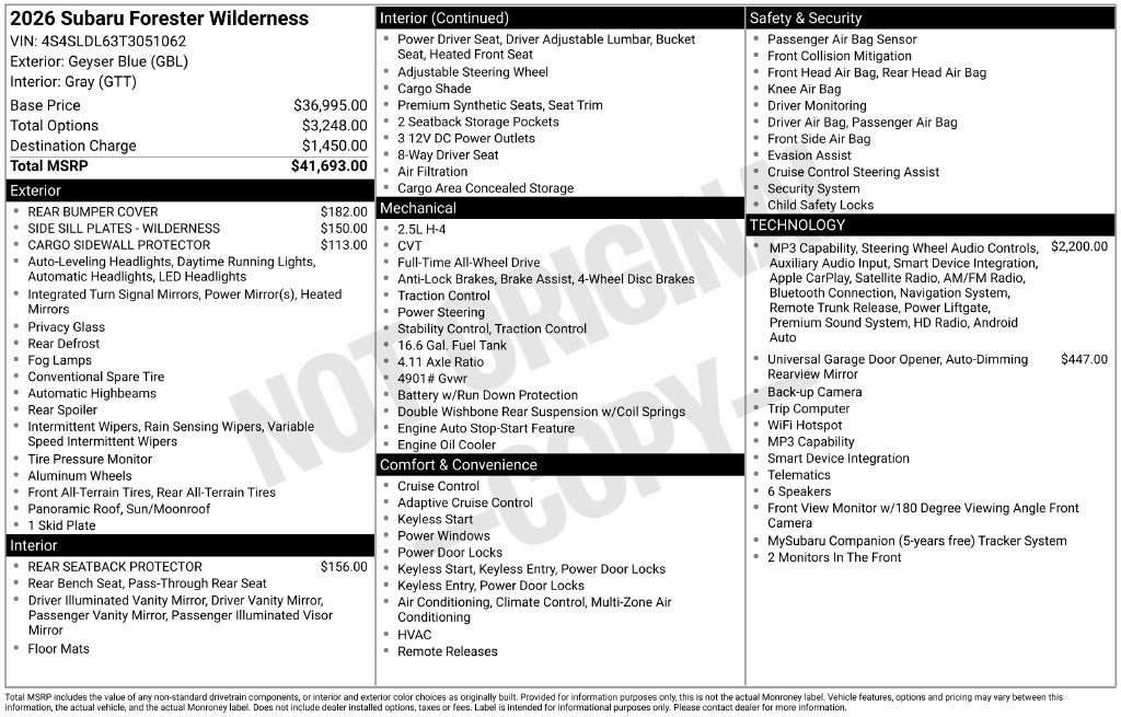 2026 Subaru Forester Wilderness
