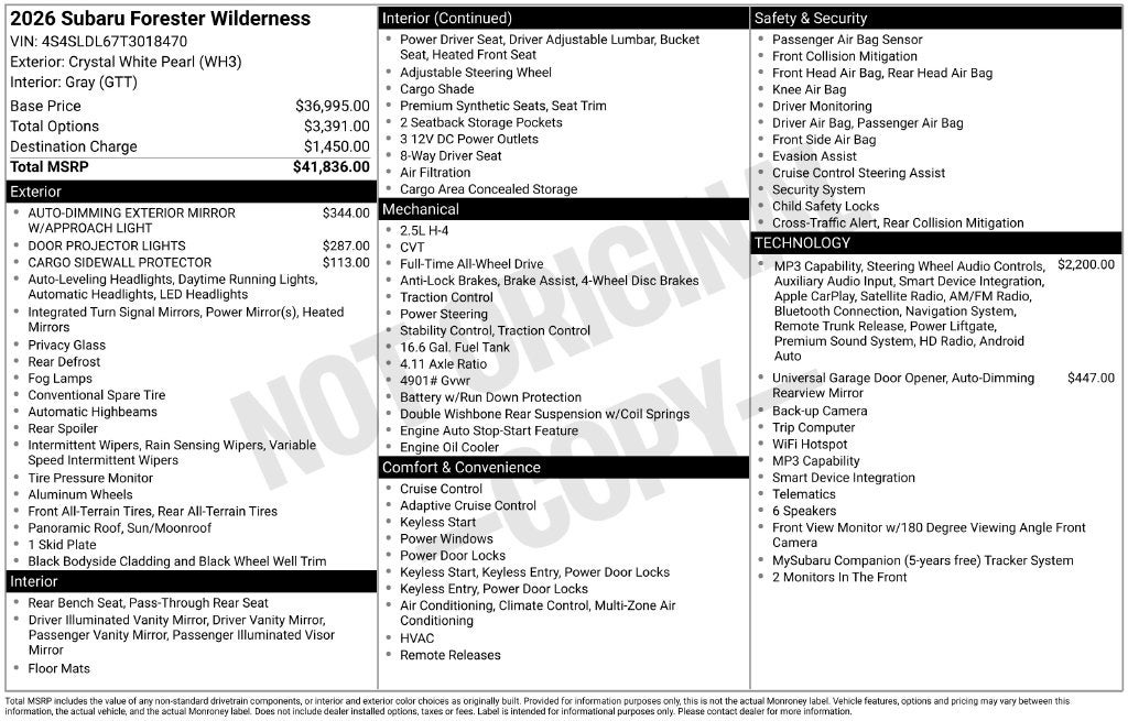 2026 Subaru Forester Wilderness