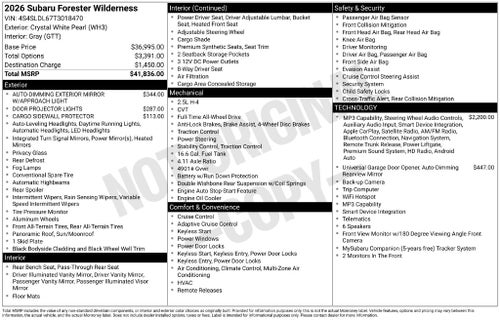 2026 Subaru Forester Wilderness