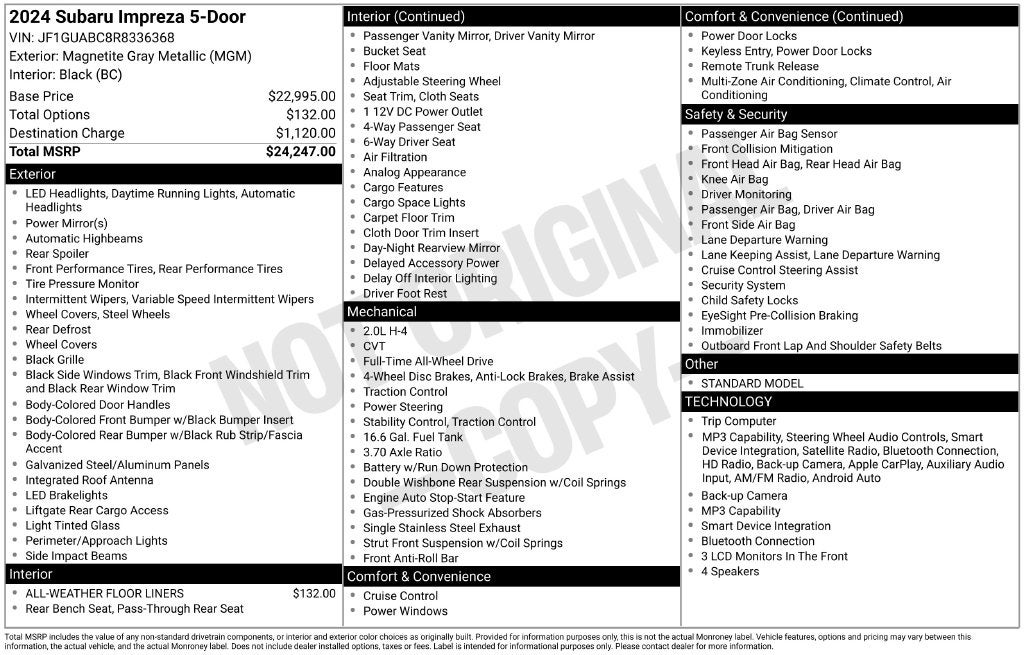 2024 Subaru Impreza Base