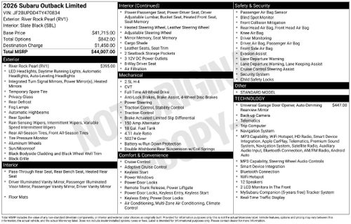 2026 Subaru Outback Limited