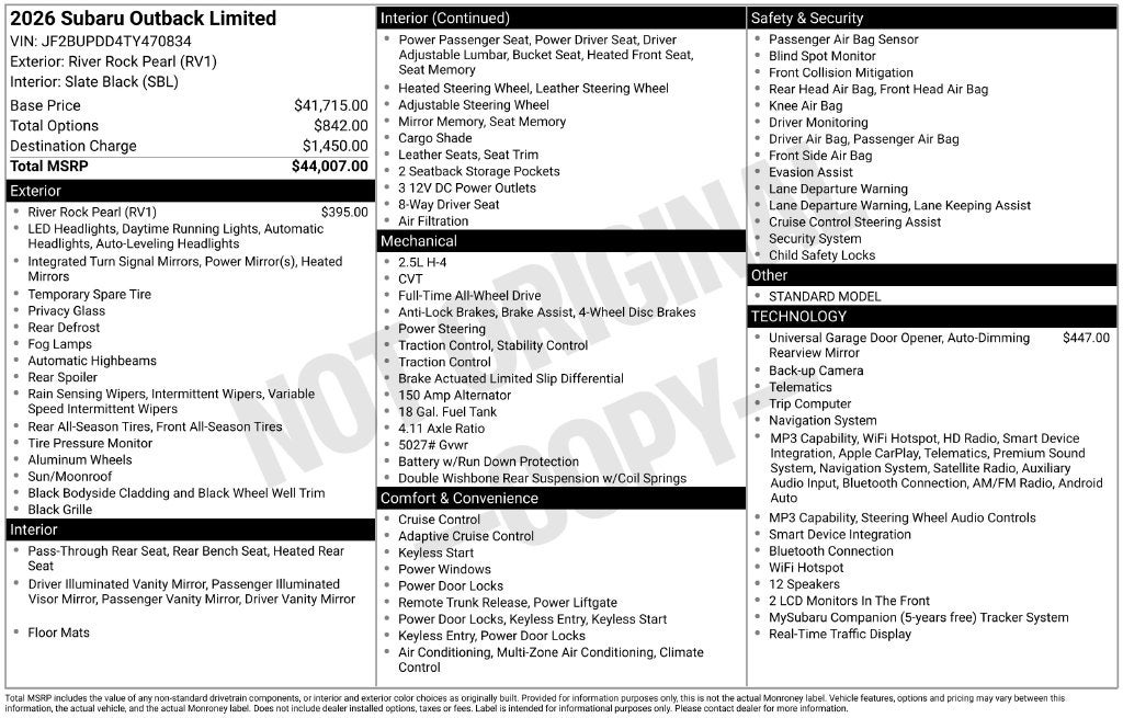 2026 Subaru Outback Limited